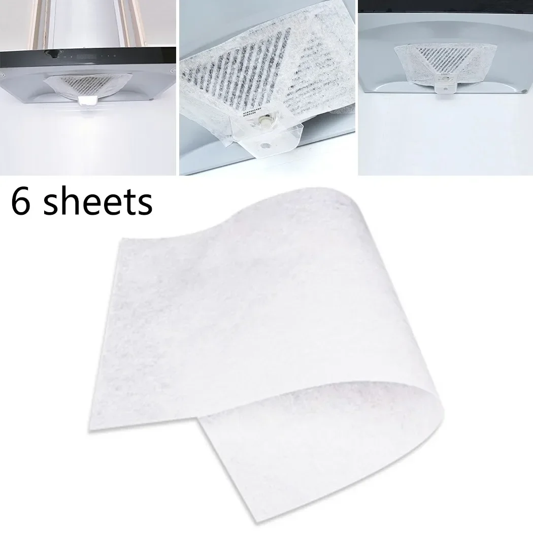 6 Sheets Cooker Hood Grease Filter Extractor Fan Cut To Fit Kitchen Flame-retardant Non-woven Fabric Range Hood Filter Sets