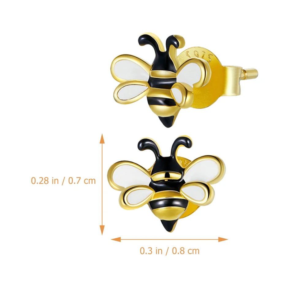 

Sterling Silver Bee Stud Earrings S925 Honey Fun Insect Jewelry for Women Elegant Fashion Multipurpose Accessories