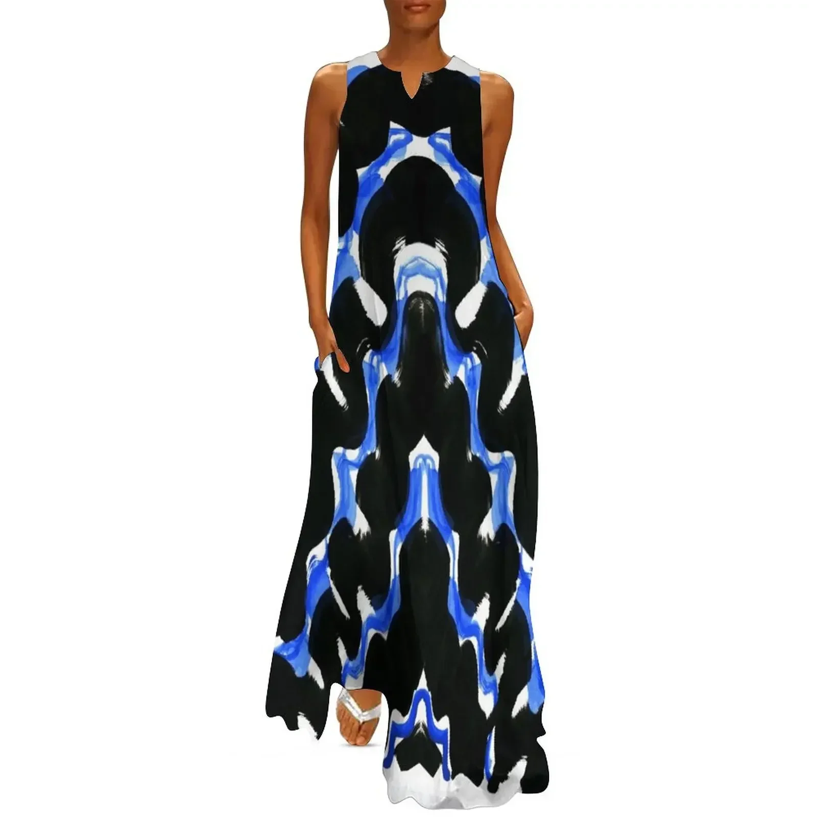 

Black and Blue Space Wave Painting Long Dress elegant and pretty women's dresses summer dress woman 2025 Dresses gala Dress