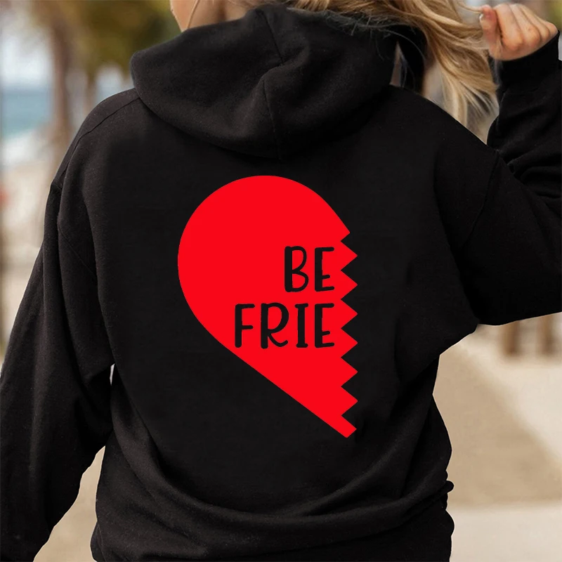 Best Friend Heart Shaped Women Hoodies Zip Up Sweatshirts Long Sleeve Hooded Jackets Coat Best Friend BFF Hoodie Sisters Hoodies