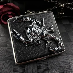 Metal Scorpion Leather 20pcs Cigarette Case Dark Style Lighter Gift Box Creative Personalised Automatic Cigarette Case