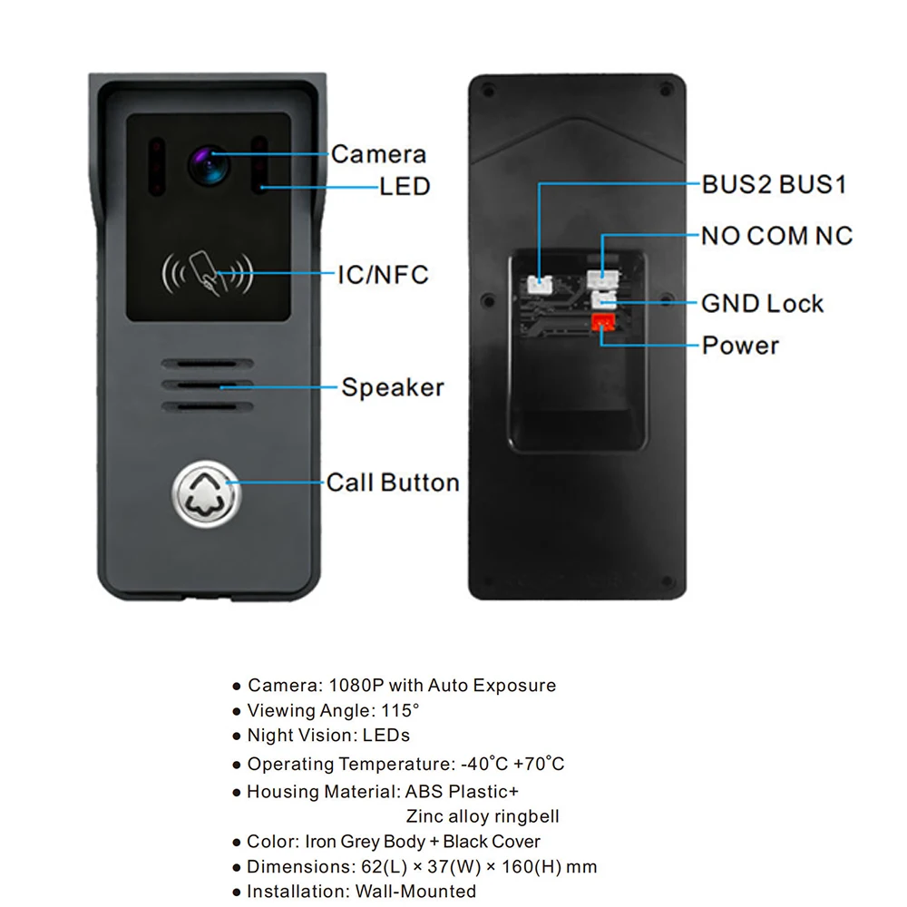 2-Wire Digital Video Intercom System 7 Inch Wireless WIFI APP Monitor 1080P Doorphone Camera Video Doorbell Card Work with Tuya