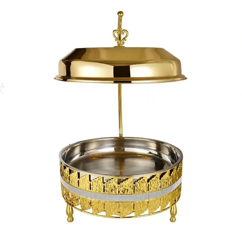 Luxury High Quality Gold 20L Stainless Steel 201 Chafing Dish Banquets Buffet Set Alcohol Fuel Heating Food Warmers Hotel Use