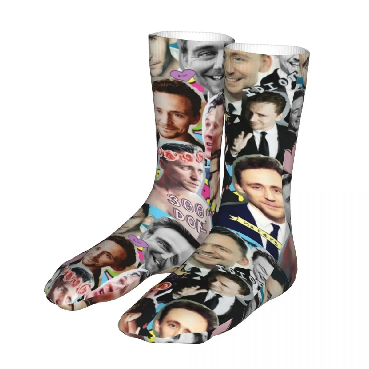 Men Sport Tom Hiddleston Photo Collage Socks Cotton Compression Actor Women Socks