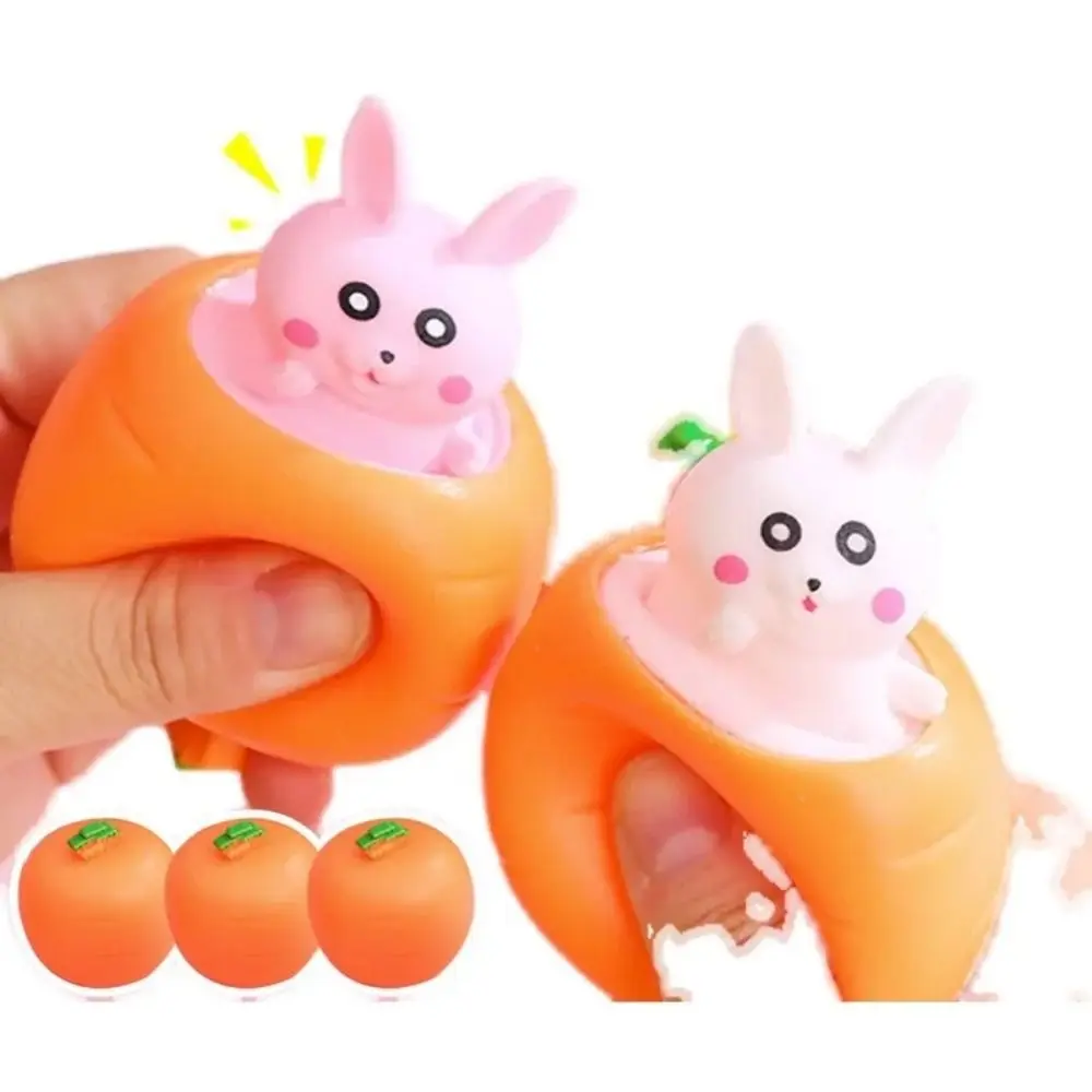 ของเล่นบีบกระต่ายแครอทสร้างสรรค์ใหม่ ของเล่นบีบขนาดเล็กแปลกใหม่ ของเล่นบีบคลายเครียดสำหรับเด็กและผู้ใหญ่ ของขวัญกระต่ายบีบคลายเครียด