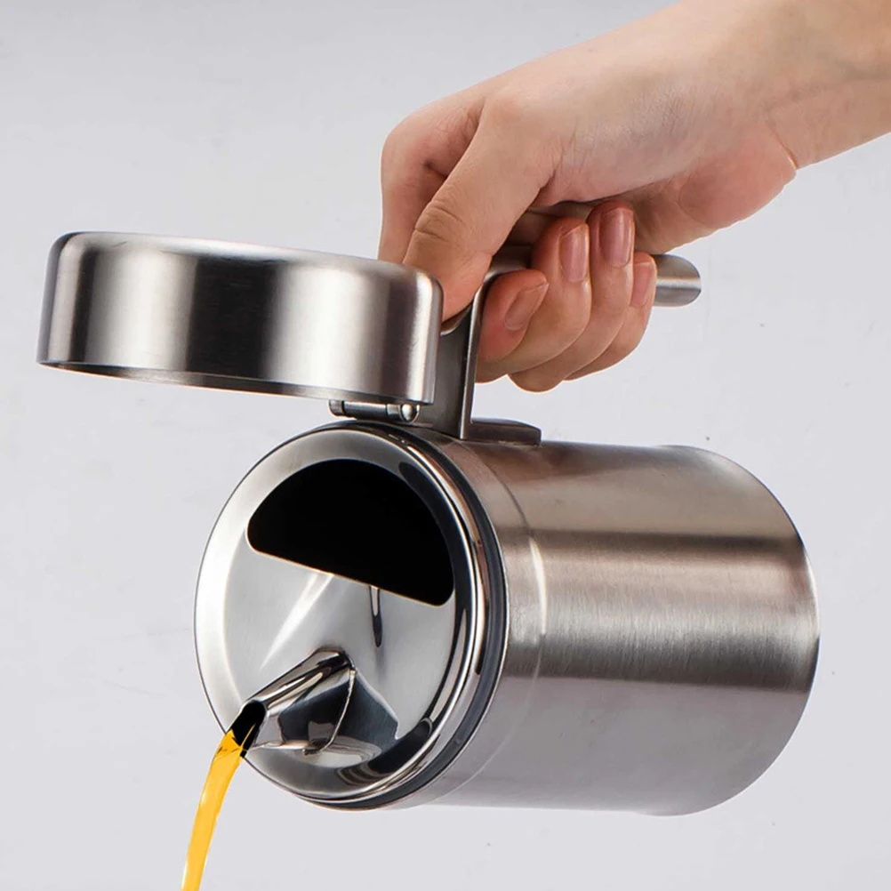 

Stainless Steel Oil Container Anti- Heat Resistant Oil Dispenser Non-Deformable Kitchen Storage Pot For Cooking Bacon