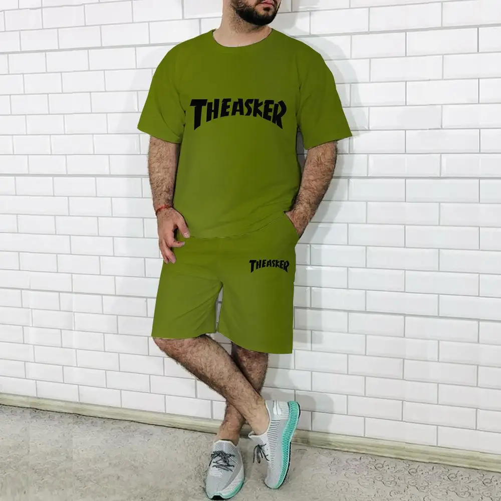 

2023 Men's Summer Short Sleeve Beach Pants Set Trendy 3D Printing Casual Sportswear Autumn Collection T-shirt Seven-quarter S...