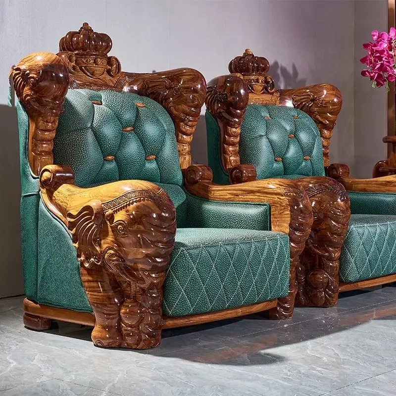 Sofa 1124 combination, luxury furniture large living room, leather flower European style c