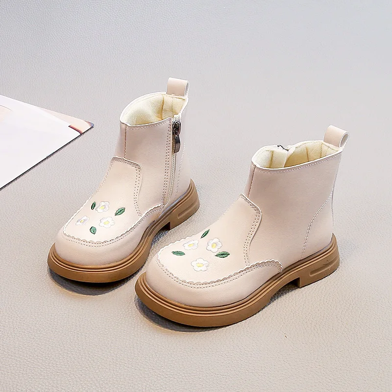 Fashion Girls Ankle Boots Autumn New Comfortable Anti Slip Children Flat Boots Princess Girl Boot Casual Leather Single Boots