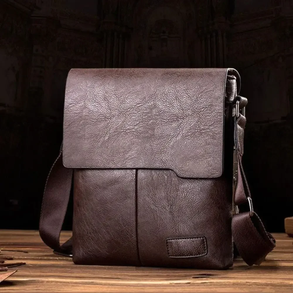2024 Casual Man Messenger Bag Vintage Men Handbag Pu Leather Shoulder Bags Business Briefcase High-capacity Crossbody Bag