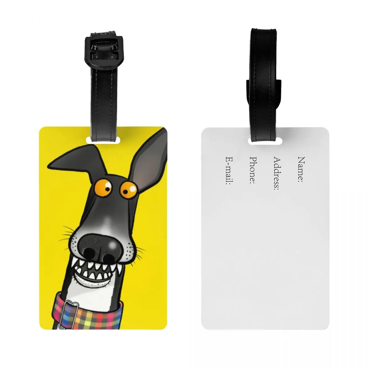 Custom Cute Greyhound Whippet Sighthound Dog Luggage Tag for Suitcases Fashion Baggage Tags Privacy Cover Name ID Card