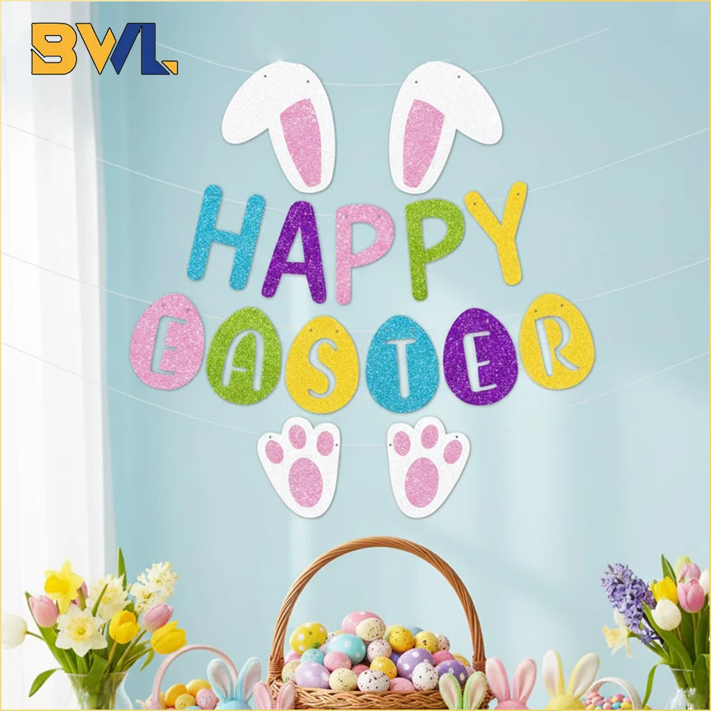 

1-10 комплектов, пасхальный баннер для вечеринки, овсянка, счастливый пасхальный кролик, фоновые украшения, праздничные настенные гирлянды, праздничные принадлежности