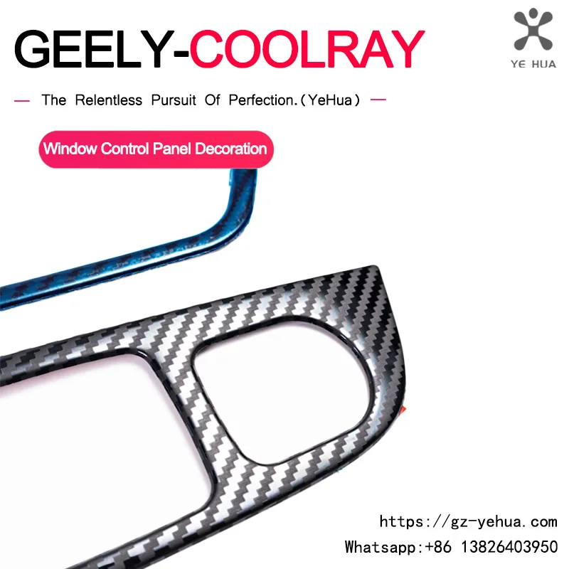 Für Geely Coolray 2018-2021 BinYue Auto Fahrerseite Fenster Bedienfeld Rahmen Stick-on Abdeckung Carbon Look dekoration Teil