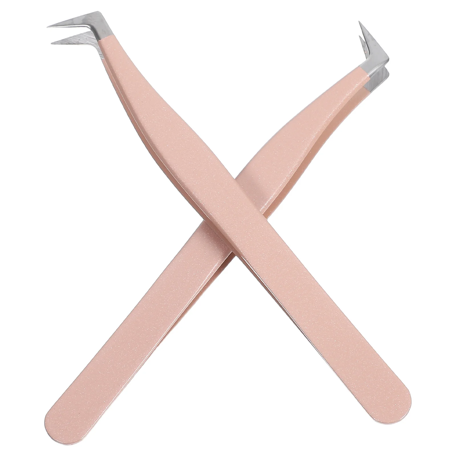 2 pçs pinças de cílios de beleza rosa precisão ponta curvada de aço inoxidável ferramenta de enxertia de alta precisão para extensão de cílios faciais
