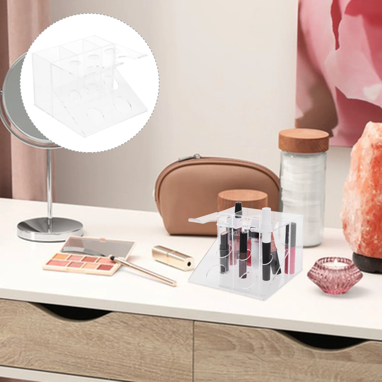 Modern Clear Desktop Organizer for Cosmetics and Shaving Essentials Compact Bathroom Counter Storage Solution Makeup Brush