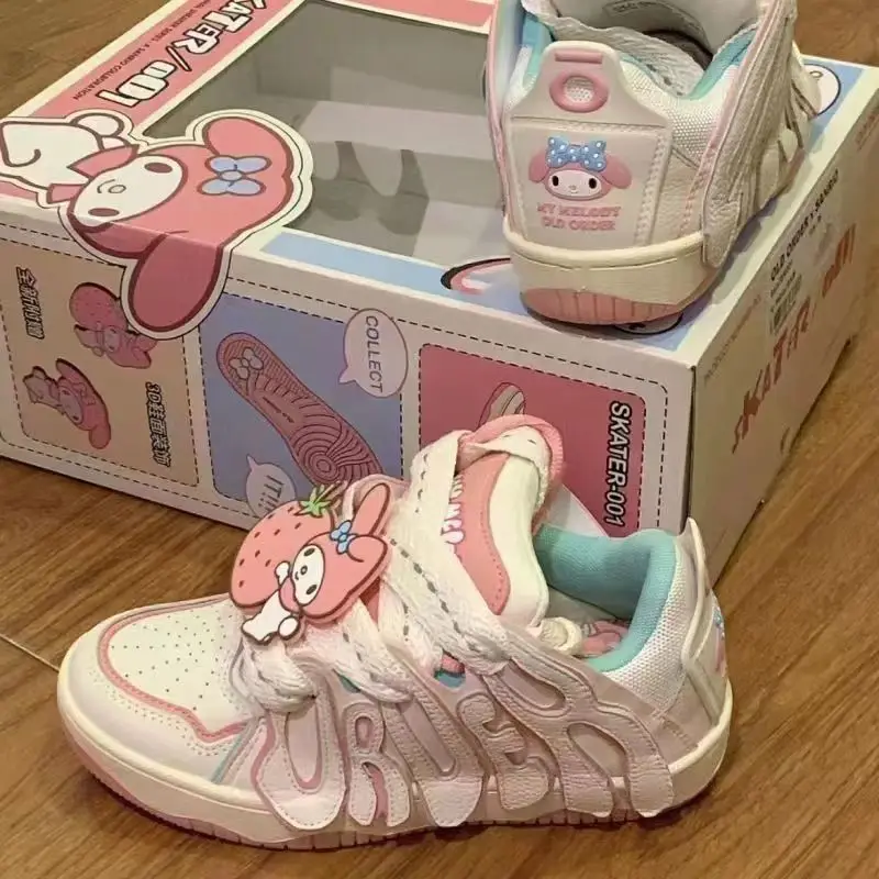 Sanrio Hello Kitty buty na deskorolkę Cinnamoroll Kawaii Casual para sportowe gruba podeszwa antypoślizgowe odporne na zużycie buty na deskorolkę