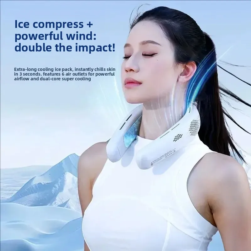 xiaomi 2026 New Outdoor Bladeless Cooling Hanging Neck Fan Portable Lazy Fan USB Sports Charging Turbo Cooling Fan