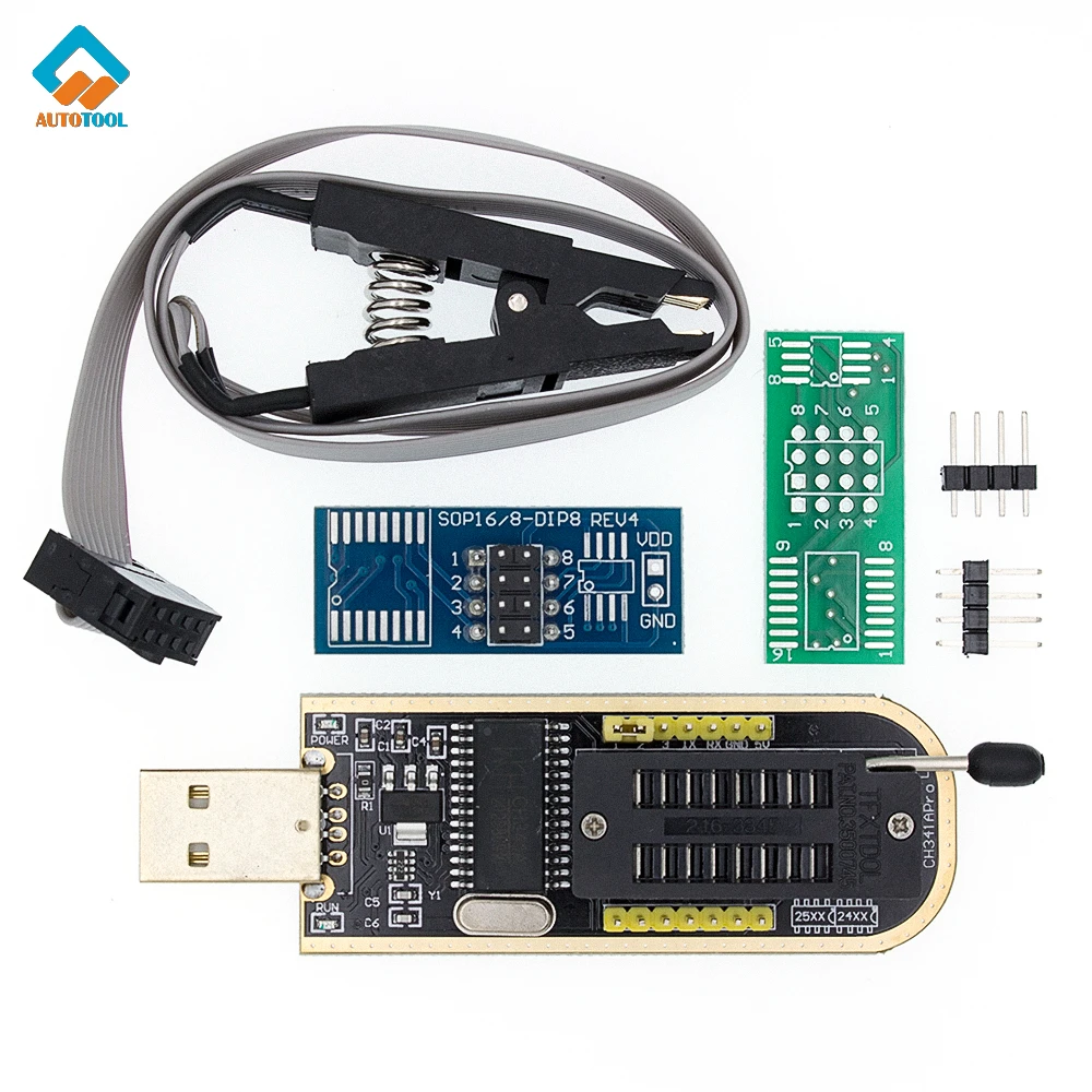 

USB-программатор CH341A 24 25 серия EEPROM, модуль программатора с флэш-BIOS + зажим SOIC8 SOP8 для проверки EEPROM 93CXX 25CXX 24CXX