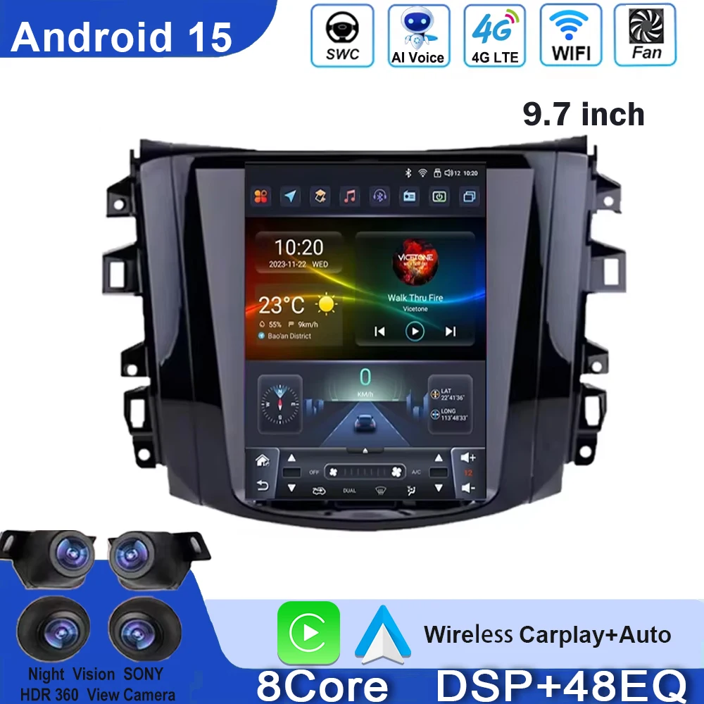 9.7 inch Auto Radio Car Player For Nissan Navara Terra Frontier NP300 2018 -2020 Stereo No 2din DVD Video Navigation Carplay DSP