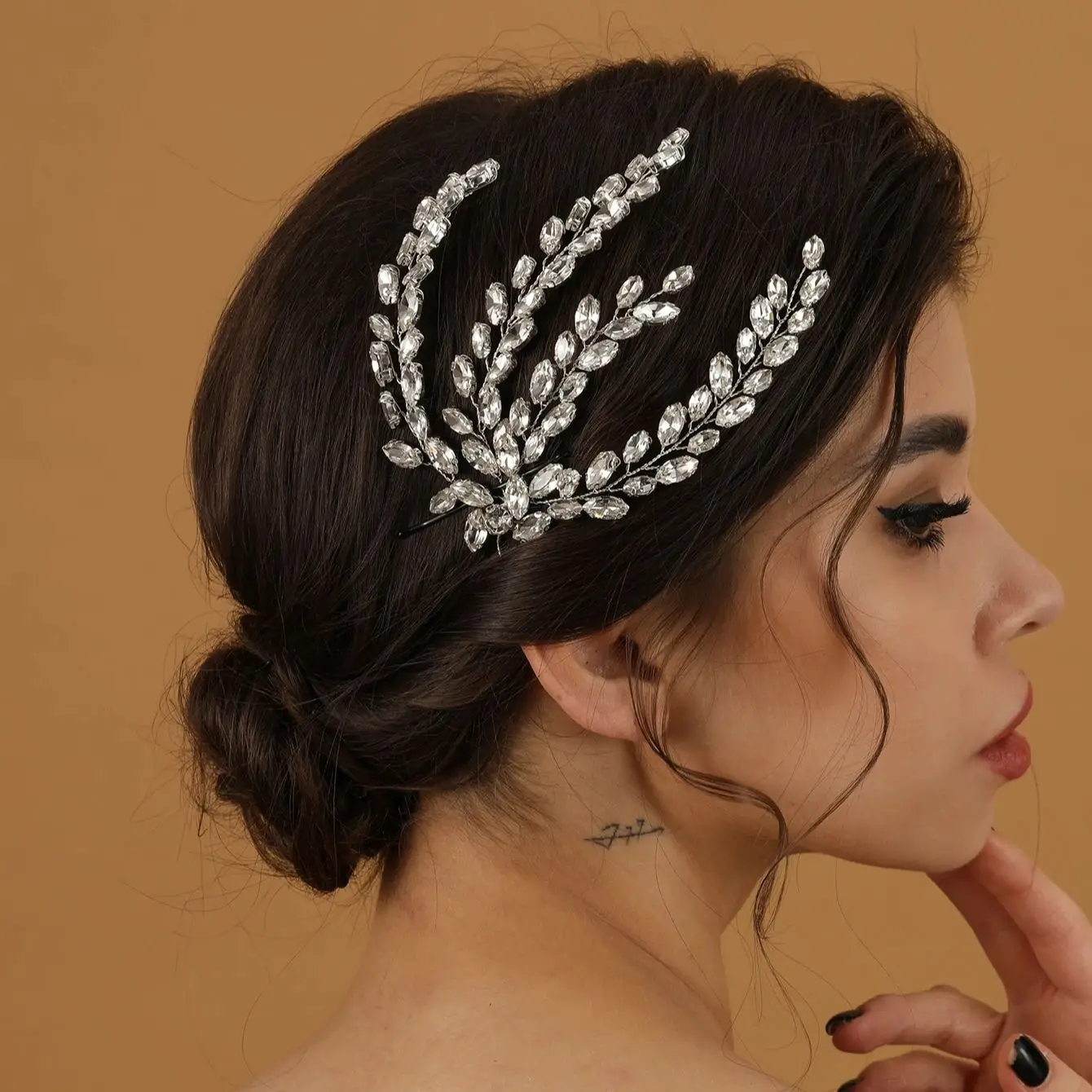 Diadema nupcial de circón de hoja para mujer, accesorios de Tiara para niñas, clip de cristal de lujo, joyería de boda, moda