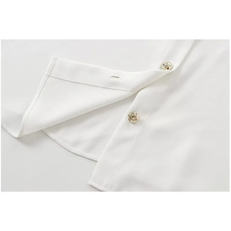 Camicie con spalline da donna HipSeam Autunno semplice tasca a maniche lunghe ampia ed elegante camicette in crepe da donna Top femminili casual