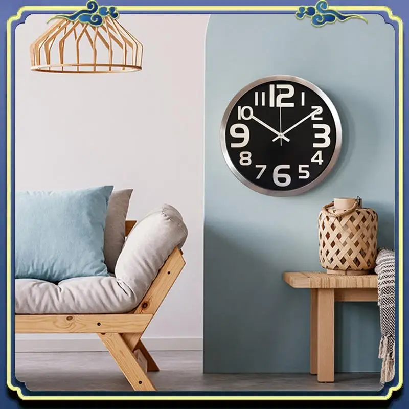 Modern Wall Clock 12 Inch Metal Battery Operated Wall Clock Decoration For Bedroom, Office, Kitchen, Living Room