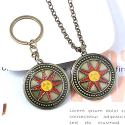 Game Dark Souls Sun Knight Shield Keychain High Quality Vintage Metal Pendant Keyring Torque Men Car Accessories Jewelry