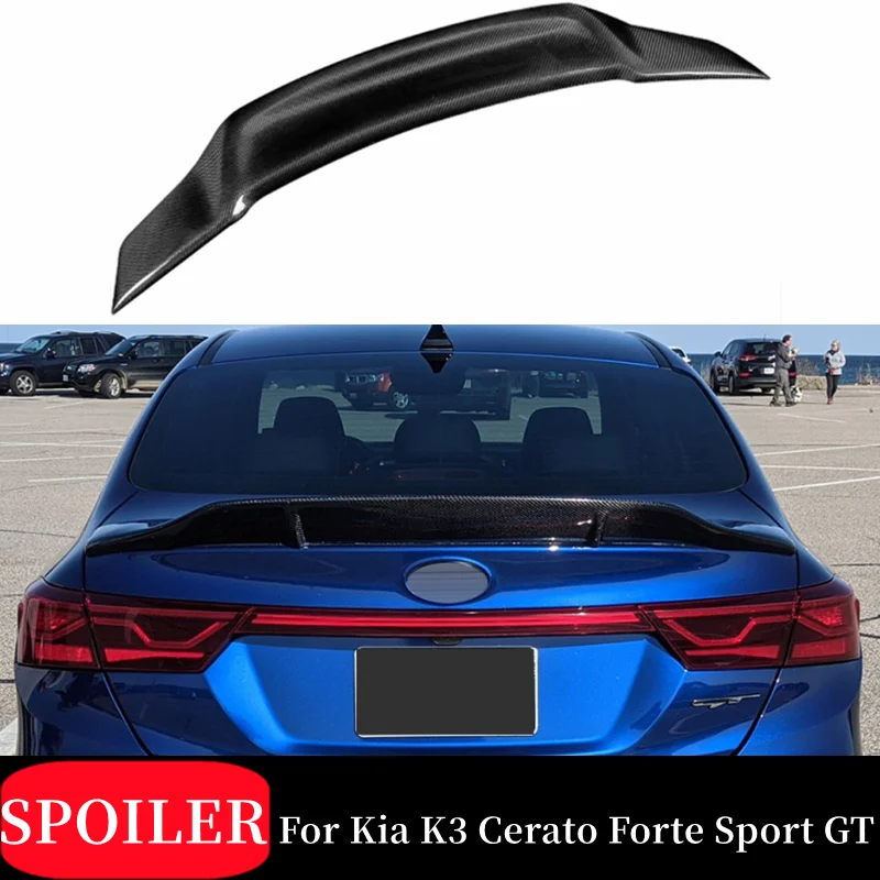 For Kia K3 Cerato Forte Sport GT 2019 20 21 Rear Trunk Lid Boot Ducktail Spoiler Wings Black Carbon Fibe Car Tuning Accessories