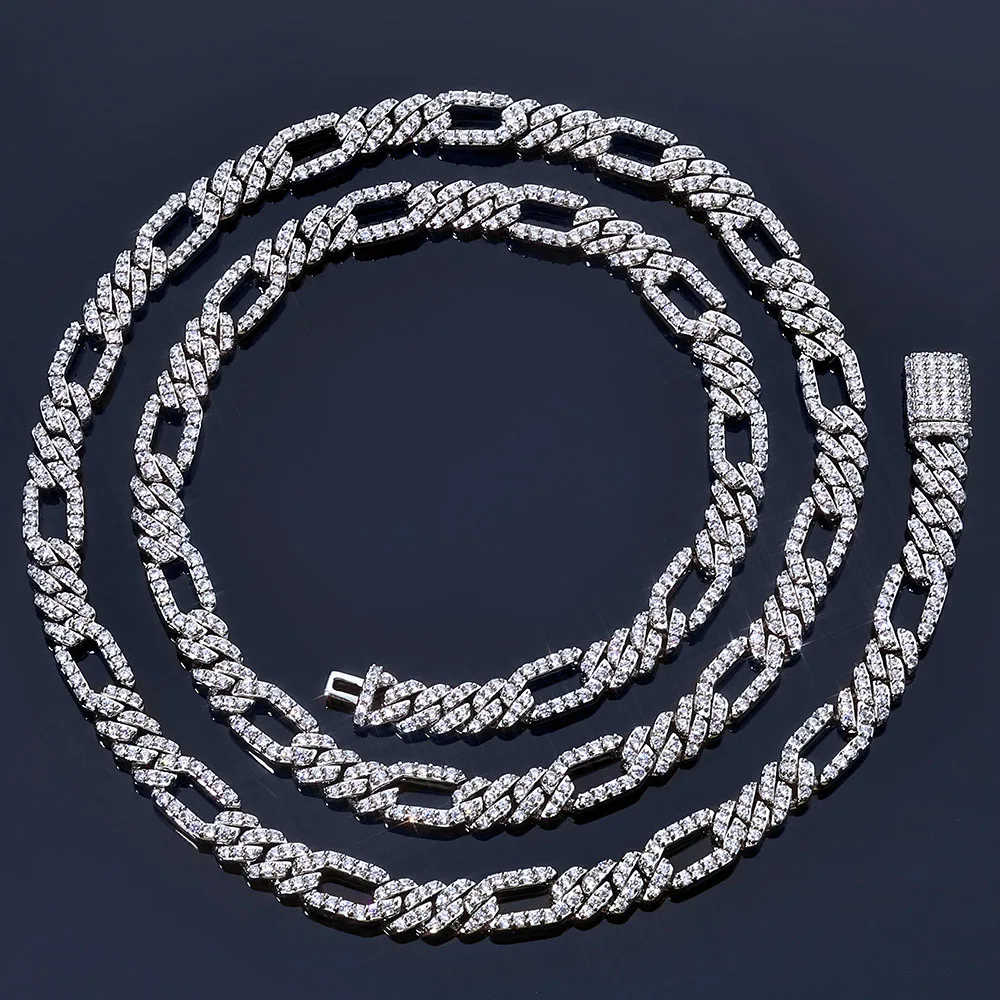 

NY New Style 7mm Iced Out 3:1 Figaro Chain Necklace Bling Cubic Zirconia Diamond Cuban Link Choker Hip Hop Jewelry Men Women