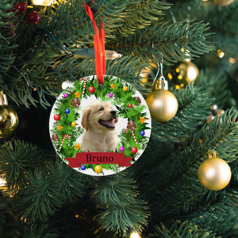 Personalized Pet Ornament Custom Dog Christmas Pet Memorial Cat and Dog Christmas Photo Ornament Cat Portrait Name Gift