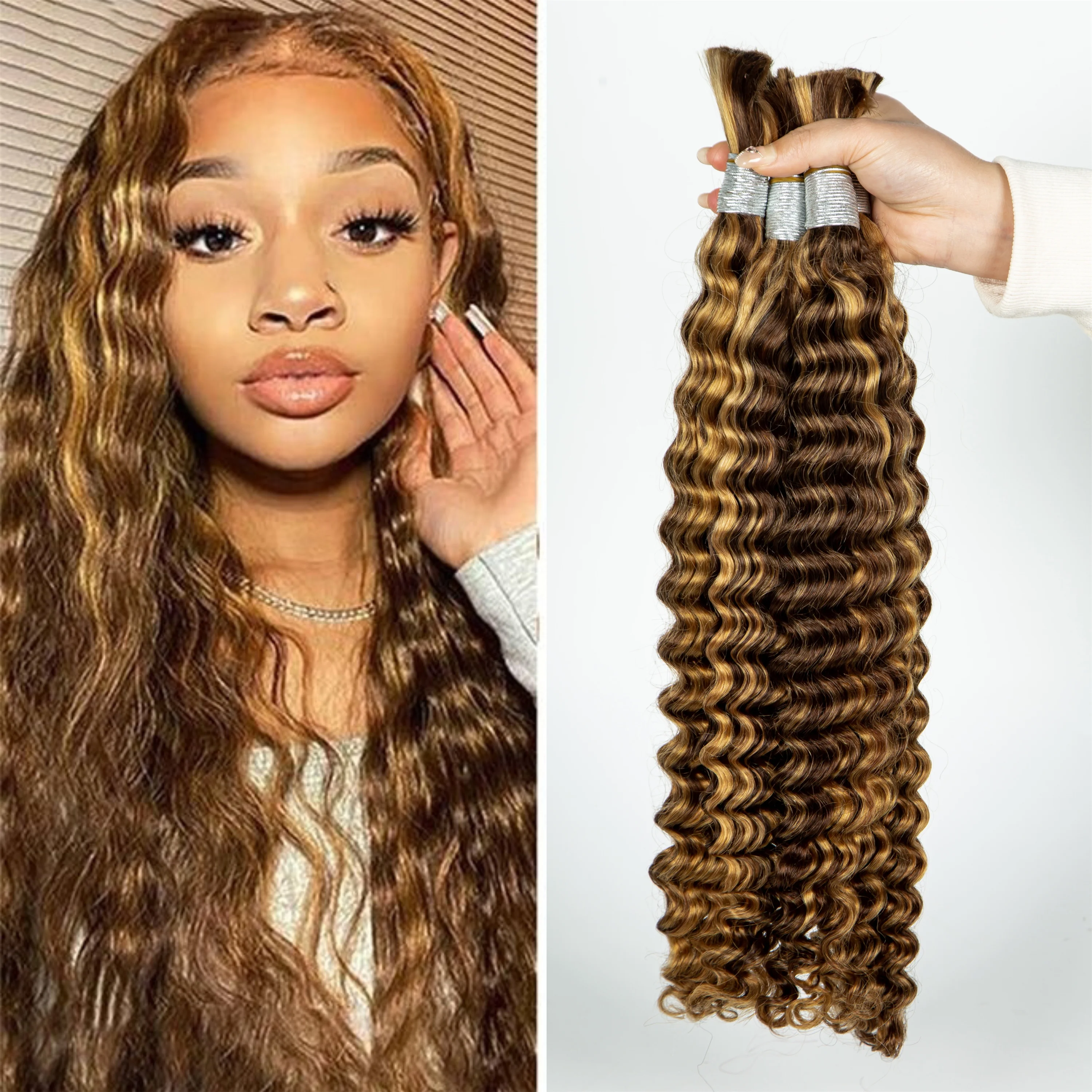 

CUBIC Human Hair Bundles Deep Wave Virgin Hair No Weft Human Hair For Braiding Hair Extension For Boho Braids Human Hair Bundle