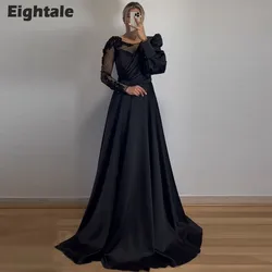 Eightale Evening Dresses Appliques Beaded Long Sleeve A-Line Customized Muslim Arabic Prom Gown For Wedding Party robe de soirée