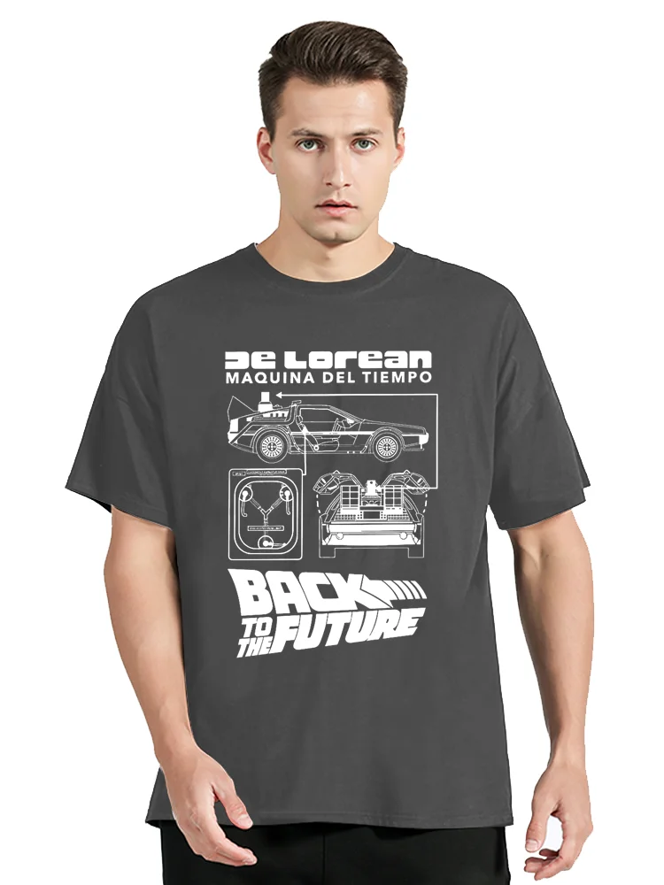 DeLorean Back To The Future Cool Cotton T-shirt Fitness T Shirt Streetwear Graphic Unisex Tops Oversized Tees Men's Clothing