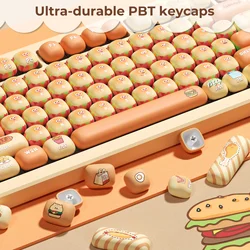 XVX Hamburger Wonderland Steamed Bun Theme Keycap Cute MOG 138 keys Cartoon Custom Dye Sub Keycap Keyboard Accessories Gifts