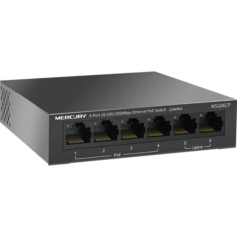 mercury-ギガビット-poe-スイッチ、6-ポート-4-poe-@-43w-ieee8023af-2-アップリンク-ポート-、100-1000mbps、プラグ-アンド-プレイ、msg06cp