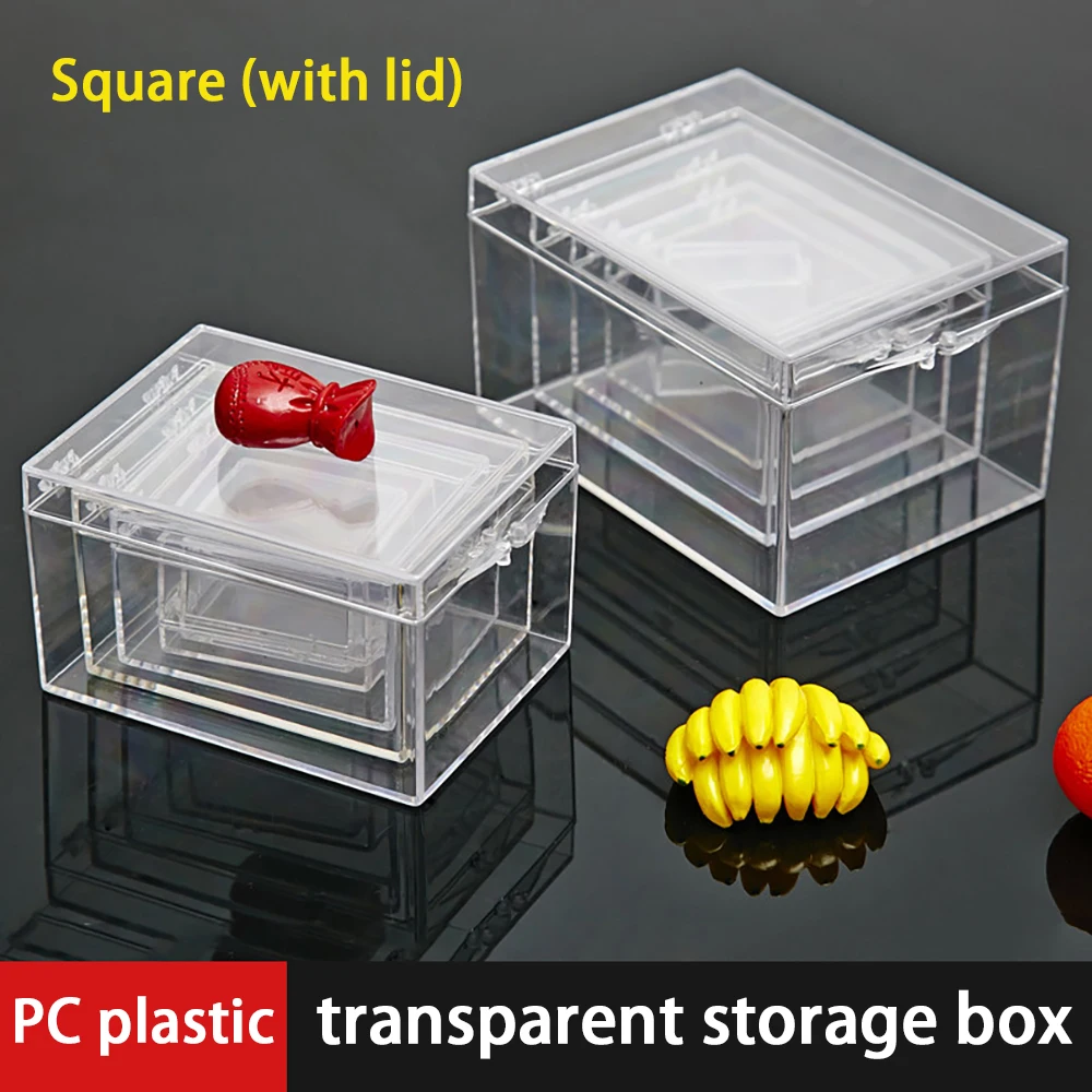 1Pcs Transparent Box Rectangular PC Plastic Box Specimen Collection Box Thickened Lid Display Sample Storage Box