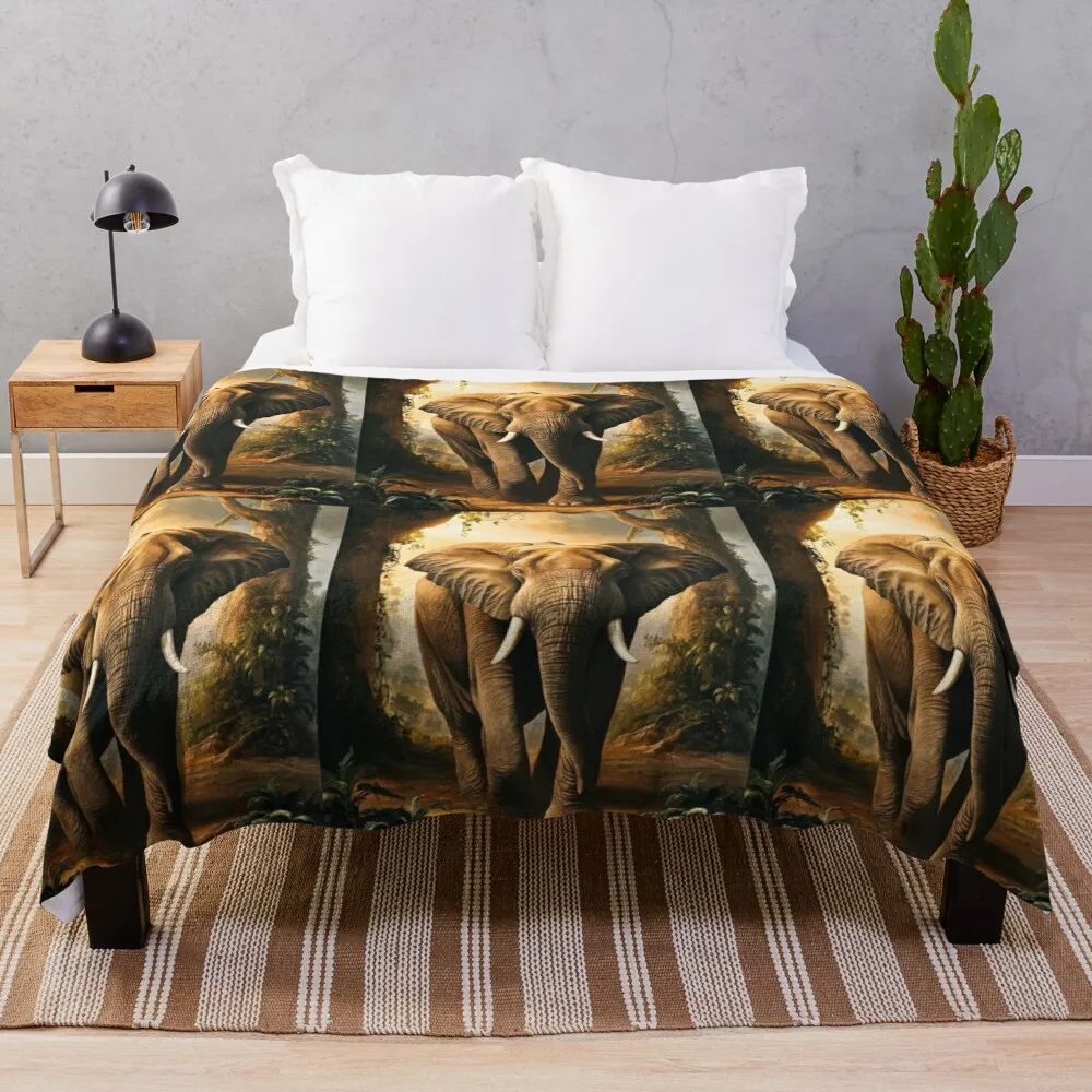 

Elephant Portrait. Elephant painting, wild elephant, vintage elephant, Rembrandt van Rijn style Throw Blanket Baby Blankets