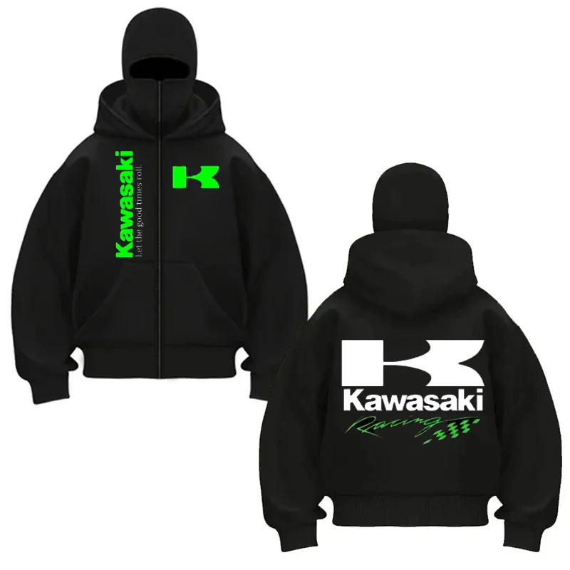 

Kawasaki Printed Pure Cotton Cycling Mask Zipper Hoodie Men and Women Autumn and Winter New Style Fashion Warm Cycling Jersey