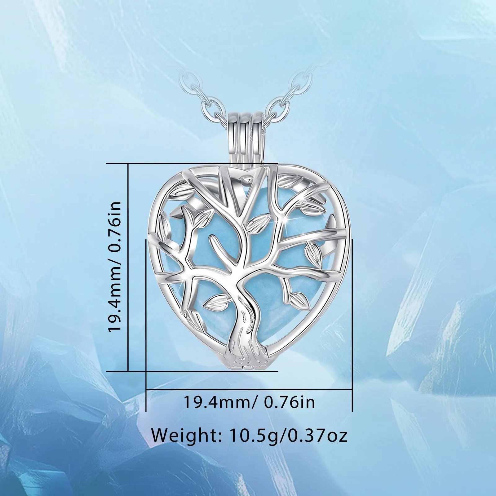 Eudora Tree of Life Cage Heart Necklace Obsidian Energy Healing Crystal Stone Pendant Spiritual DIY Jewelry Moonstone Gift