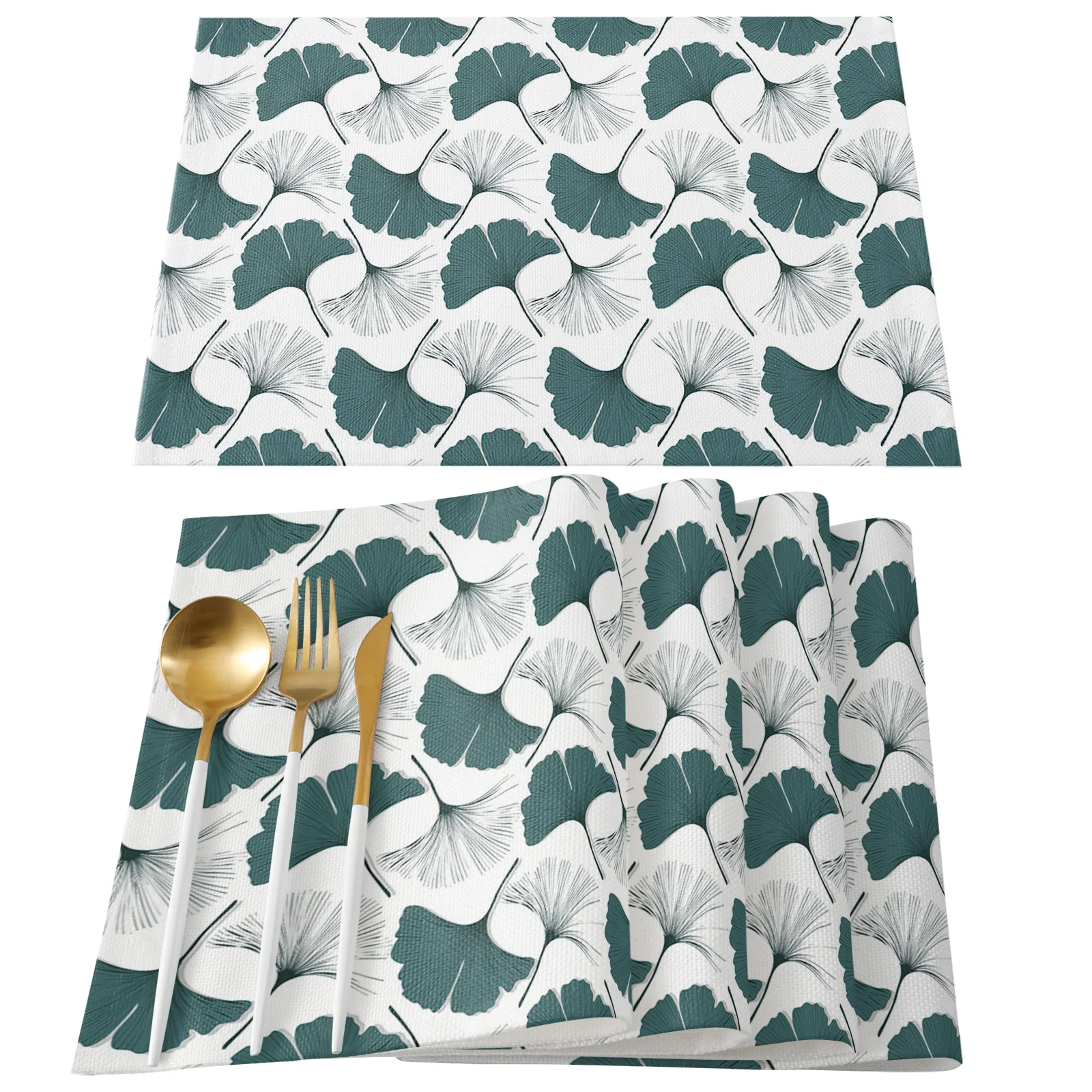 Ginkgo Biloba Texture Leaves Flower Table Runner Wedding Decor Cake Tablecloth and Placemat Holiday Table Decor Table Runner