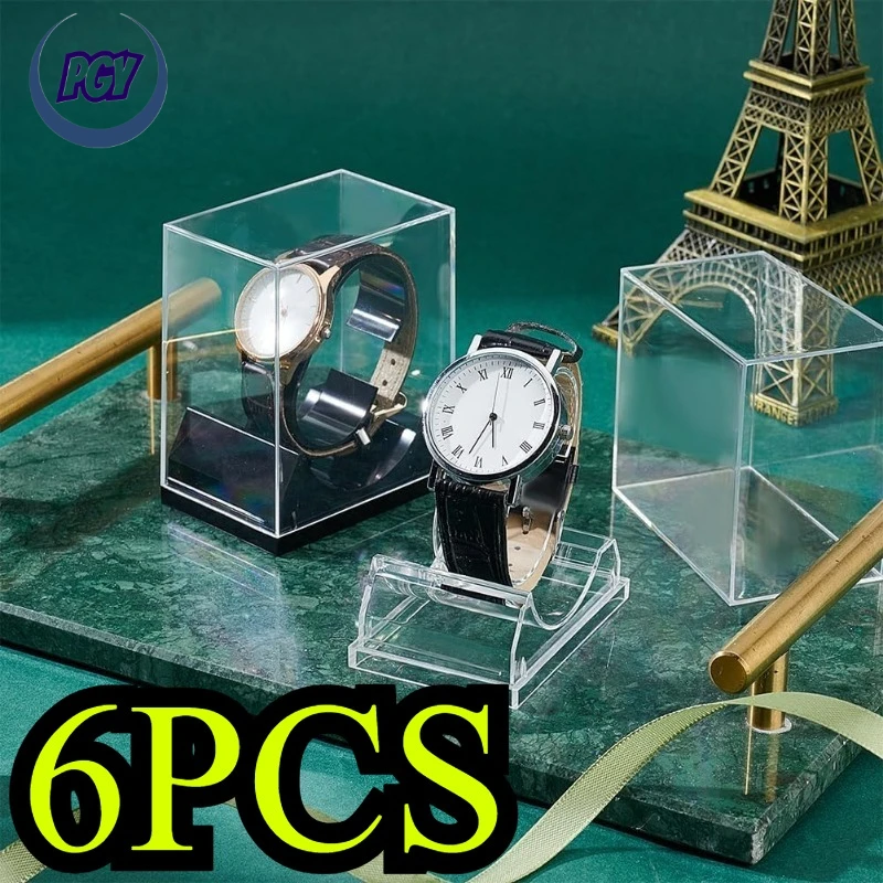 

6 шт., подставка для часов, коробки, прозрачный держатель для часов, стеллаж для браслета, чехол для часов, держатель для ювелирных изделий, подставка для часов, органайзер