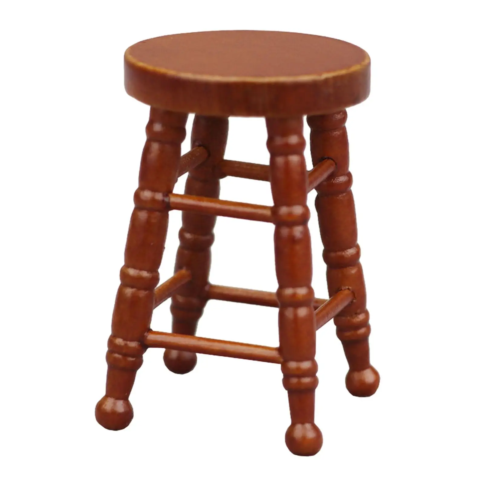 6xDollhouse Miniature Chair 1/12 Pub Mini Stool for DIY Scene Model Decoration Brown
