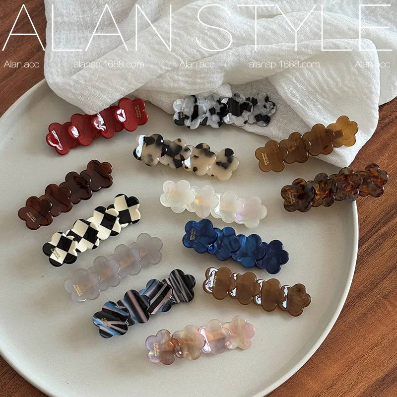 2026 New Minimalist Flower Side Acetate Hair Clips High End Forehead Bangs Baby Hair Grips Duckbill Clip for Women