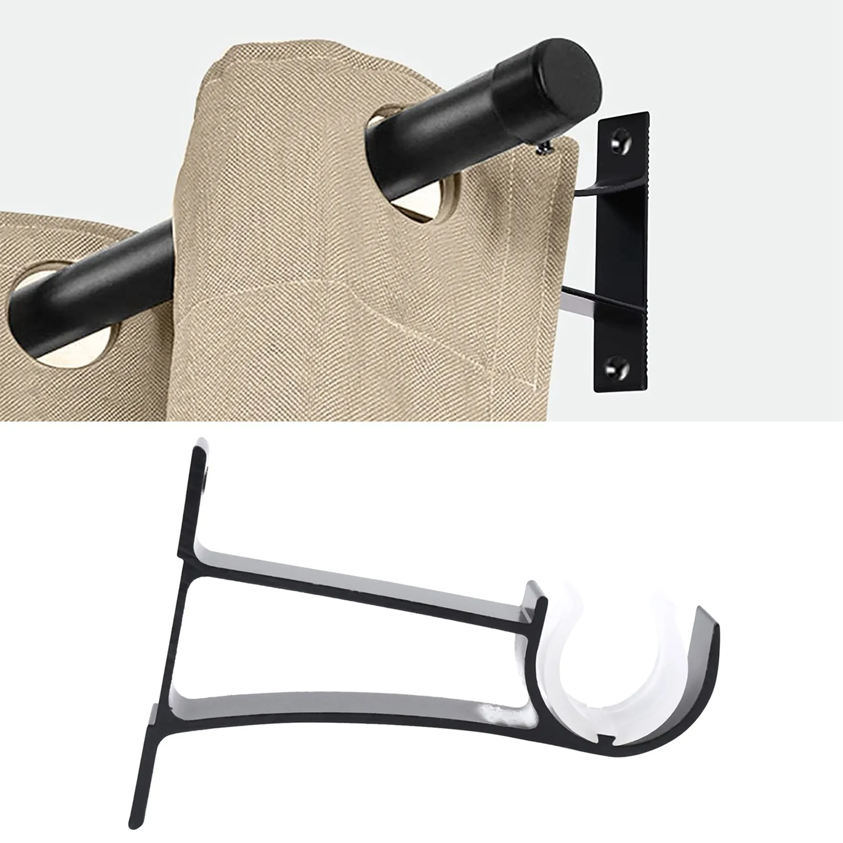 4-pack enkele gordijnroedebeugels voor gordijnroede aluminiumlegering zware gordijnroedehouders (zwart) HOT