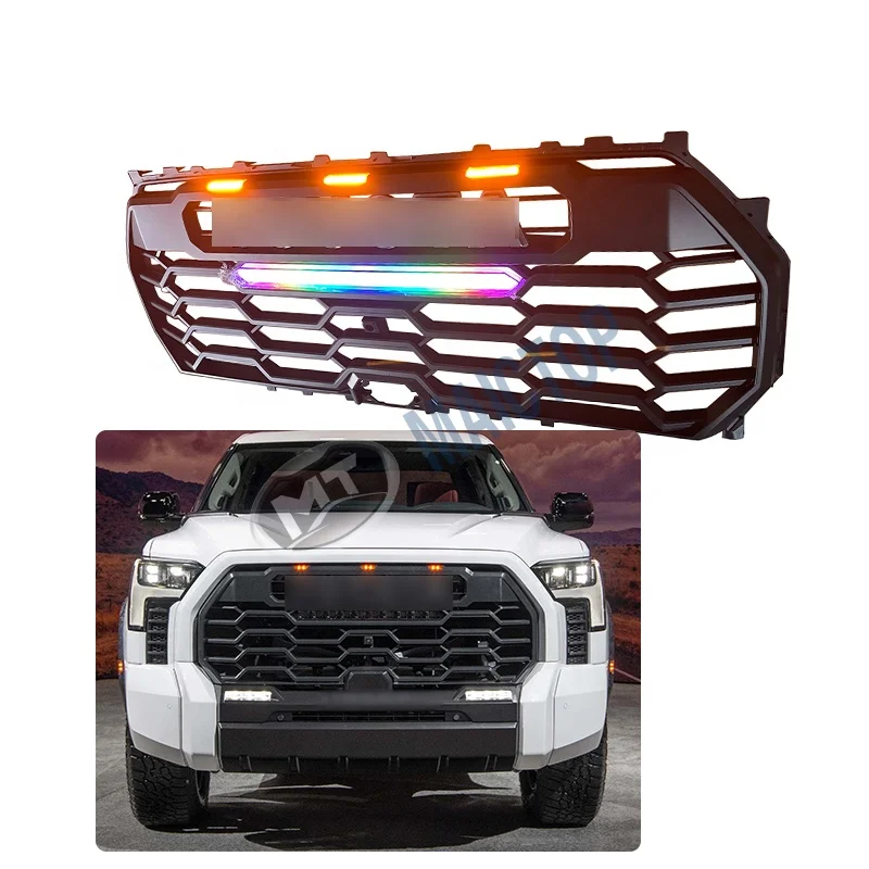 

Modification Maictop Car Accessories Body Parts Facelift Front Bumper Grille Grill with Led Light for tundra trd Pro Pickup 2022