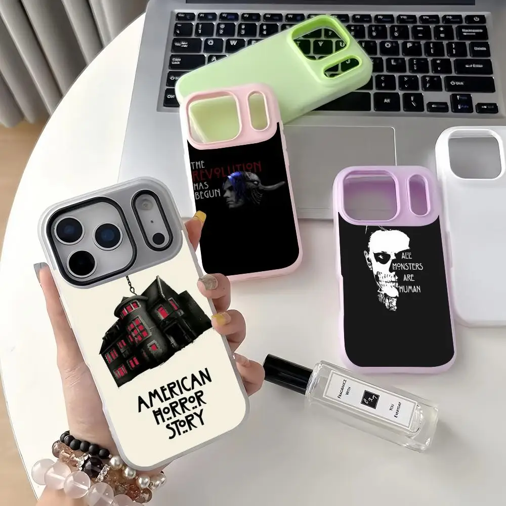 A-American Horror Story Phone Case For iPhone 17 16 15 14Pro Max Crystal phone case double-layer bright liquid