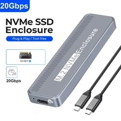 NVMe M.2 SSD Enclosure NVMe NGFF 20Gbps PCIe M.2 SSD Case Przenośny zewnętrzny adapter USB C 3.2Gen2 do Macbooka PC Hard Disk Box