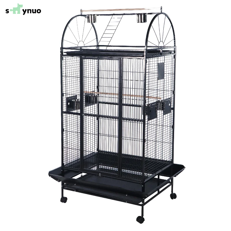 AGOTADO, NO COMPRE: Jaula de Alambre Metálica para Pájaros con Ruedas, Jaula para Canarios, Palomas, Cría de Aves, Jaulas Grandes para Pájaros