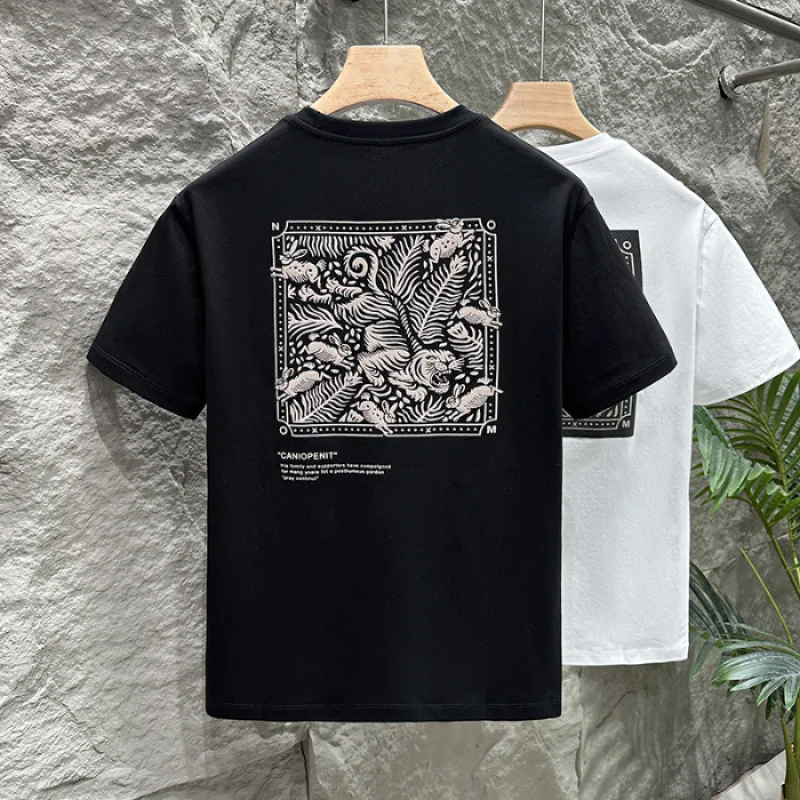 

309 Summer trend men's short-sleeved dopamine wear half-sleeved printed T-shirt thin sweat comfortable men's shirt