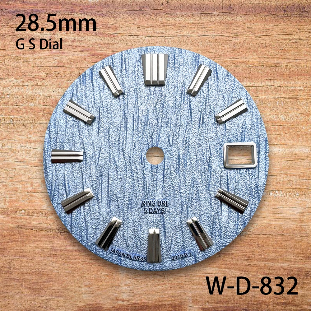 Logo GS 28.5mm dengan Dial Grand S Cocok untuk Mesin Jepang NH35/NH36/4R/7S, Luminescence Hijau, Gelombang, Aksesoris Jam Berkualitas Tinggi ﻿